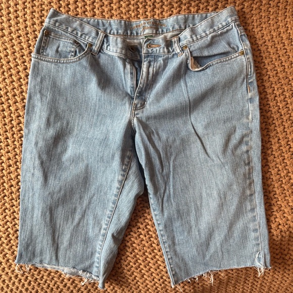 Lauren Ralph Lauren Pants - Lauren Ralph Lauren Denim Bermuda Shorts Size 12 Light Wash Raw Hem Style Jorts